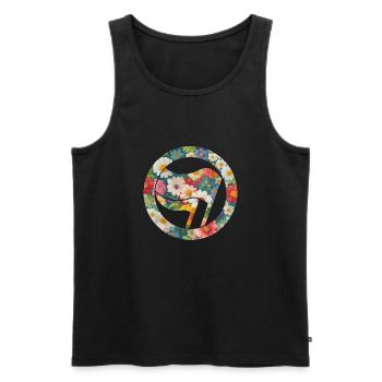 Antifa et fleurs - Débardeur bio Premium Homme - noir - Devant - Michal (187cm)
