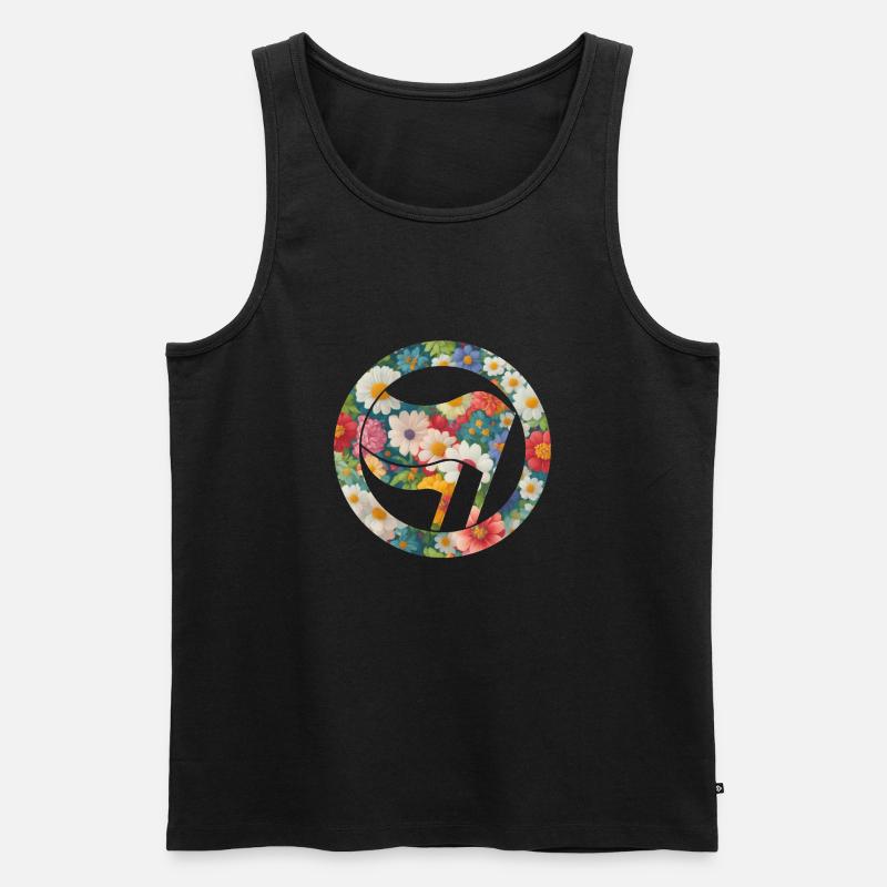 Antifa und Blumen - Männer Premium Bio Tank Top - Schwarz