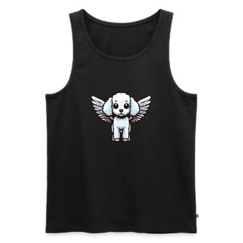 Poodle Angel - Chien élégant avec des ailes - Débardeur bio Premium Homme - noir - Devant - AI Model Male 178 light (178cm)