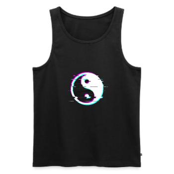 Yin yang glitch - Men's Premium Organic Tank Top - black - Front - AI Model Male 178 light (178cm)