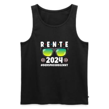 Retirement 2024 - the fun begins - Men's Premium Organic Tank Top - black - Front - AI Model Male 178 light (178cm)