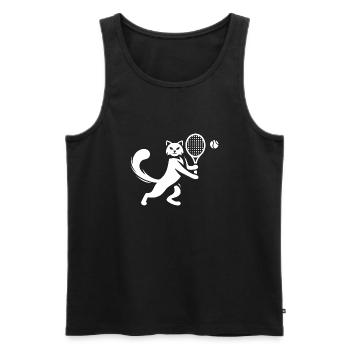 Chat Joueur de Tennis Club Silhouette - Débardeur bio Premium Homme - noir - Devant - Michal (187cm)