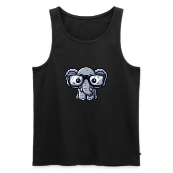 Nerd-Elefant mit Brille - Männer Premium Bio Tank Top - Schwarz - Vorne - Michal (187cm)