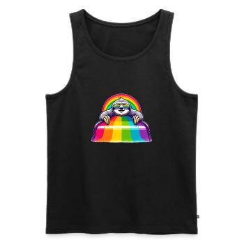 LGBTQ Pride Sloth Rainbow Playground - Men's Premium Organic Tank Top - black - Front - Michal (187cm)