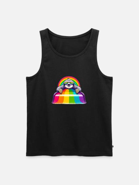 LGBTQ Pride Sloth Rainbow Playground - Men's Premium Organic Tank Top - black