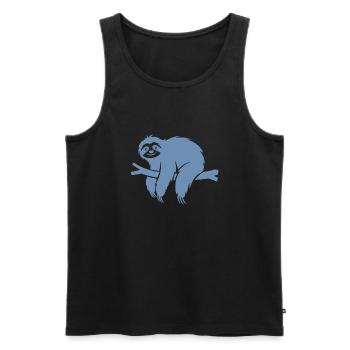 Minimalist sloth relaxing on a branch - Men's Premium Organic Tank Top - black - Front - AI Model Male 178 light (178cm)