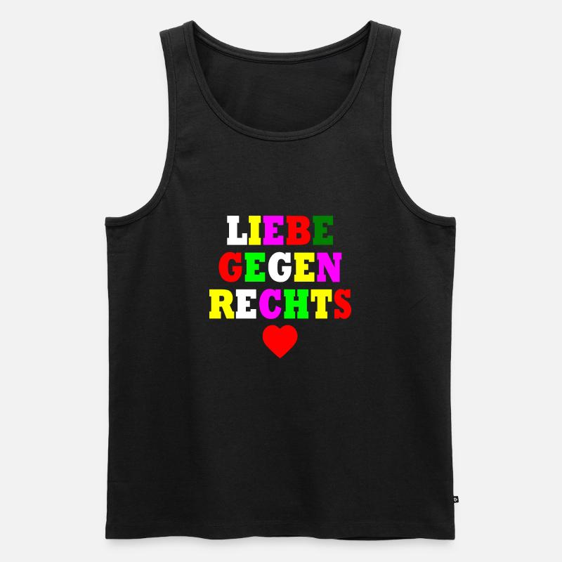 Liebe gegen rechts - Männer Premium Bio Tank Top - Schwarz
