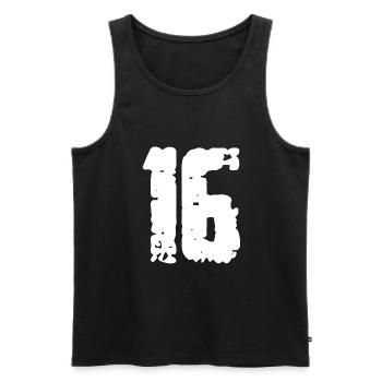 16 Zahl Vintage - Männer Premium Bio Tank Top - Schwarz - Vorne - Michal (187cm)