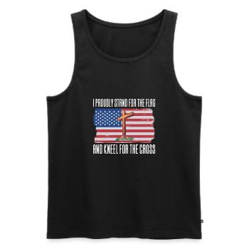 Drapeau des États-Unis Croix de Jésus - Débardeur bio Premium Homme - noir - Devant - Michal (187cm)