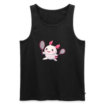 Süßes Kawaii Axolotl spielt Tennis - Männer Premium Bio Tank Top - Schwarz - Vorne - Michal (187cm)