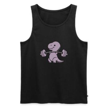 T-Rex with Dumbbell Workout - Men's Premium Organic Tank Top - black - Front - Michal (187cm)