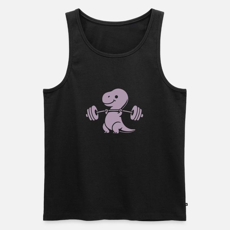 T-Rex mit Hantel Workout - Männer Premium Bio Tank Top - Schwarz