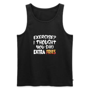 Excercise i thought you said extra fries - Männer Premium Bio Tank Top - Schwarz - Vorne - Michal (187cm)