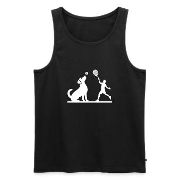 Hund und Herrchen Tennis Freunde Silhouette - Männer Premium Bio Tank Top - Schwarz - Vorne - Michal (187cm)