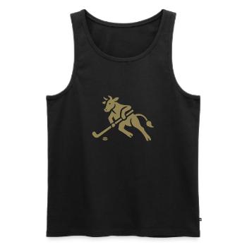 Cow Bull Hockey Player Silhouette - Men's Premium Organic Tank Top - black - Front - Michal (187cm)