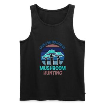 Distrait par les champignons Citation ironique - Débardeur bio Premium Homme - noir - Devant - Michal (187cm)