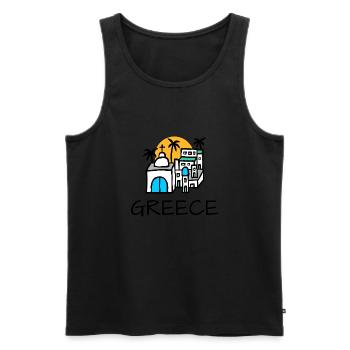 City Village Greece Greece - Men's Premium Organic Tank Top - black - Front - AI Model Male 178 light (178cm)