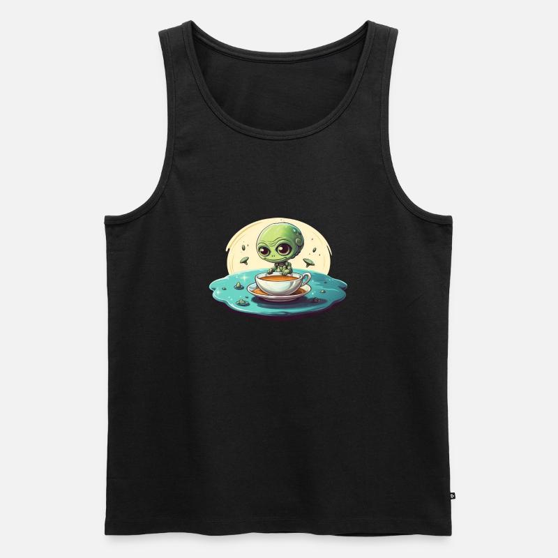 grünes alien kaffee kaffeetrinker - Männer Premium Bio Tank Top - Schwarz