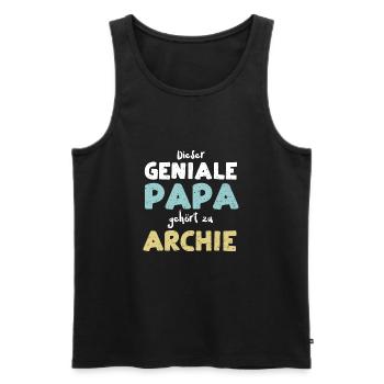 Dieser Geniale Papa Gehört Zu Ar... - Männer Premium Bio Tank Top - Schwarz - Vorne - Michal (187cm)