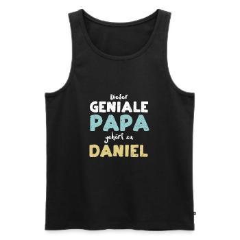 Dieser Geniale Papa Gehört Zu Da... - Männer Premium Bio Tank Top - Schwarz - Vorne - Michal (187cm)