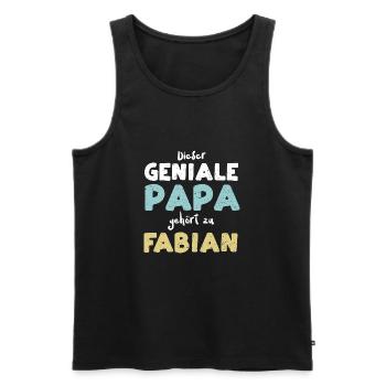 Dieser Geniale Papa Gehört Zu Fa... - Männer Premium Bio Tank Top - Schwarz - Vorne - Michal (187cm)