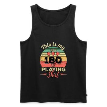 This is my darts playing shirt - Men's Premium Organic Tank Top - black - Front - AI Model Male 178 light (178cm)