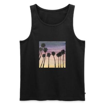 Palmiers au lever du soleil au coucher du soleil - Débardeur bio Premium Homme - noir - Devant - AI Model Male 178 light (178cm)