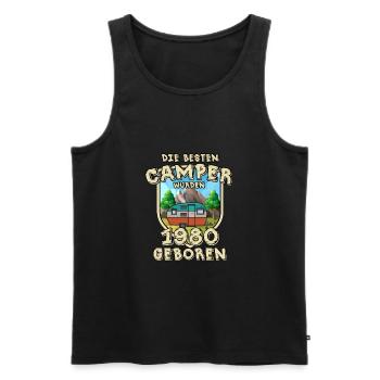 Camping Berg Urlaub Freiheit Geboren 1980 - Männer Premium Bio Tank Top - Schwarz - Vorne - Michal (187cm)