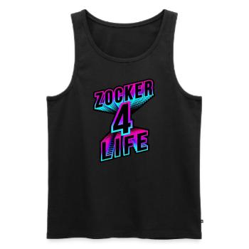 Zocker 4 Life - neon 3d gaming spruch - Männer Premium Bio Tank Top - Schwarz - Vorne - Michal (187cm)