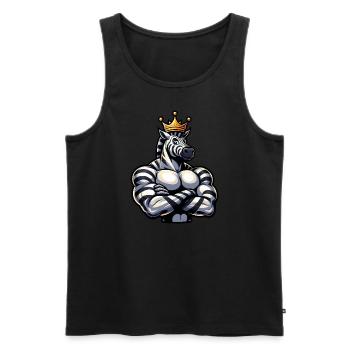 Entraînement de remise en forme Zebra King musclé - Débardeur bio Premium Homme - noir - Devant - AI Model Male 178 light (178cm)