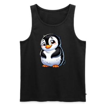 Cute shy cartoon penguin - Men's Premium Organic Tank Top - black - Front - Michal (187cm)