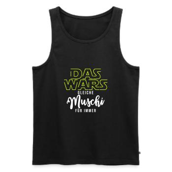 JGA Das Wars gleiche Muschi für immer - Männer Premium Bio Tank Top - Schwarz - Vorne - AI Model Male 178 light (178cm)