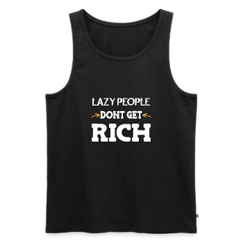 Lazy people don’t get rich - Männer Premium Bio Tank Top - Schwarz - Vorne - Michal (187cm)