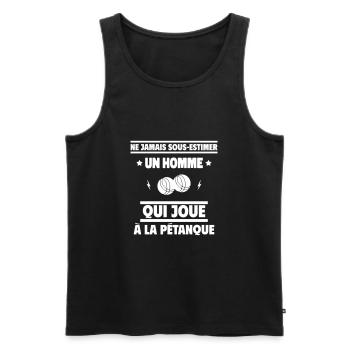 un homme qui joue à la pétanque - Débardeur bio Premium Homme - noir - Devant - Michal (187cm)