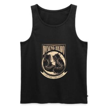 Boxing Hero - The Greatest - On Dark - Männer Premium Bio Tank Top - Schwarz - Vorne - AI Model Male 178 light (178cm)