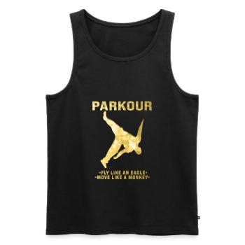 Parkour Freerunner Traceur Le Parcour Or - Débardeur bio Premium Homme - noir - Devant - AI Model Male 178 light (178cm)