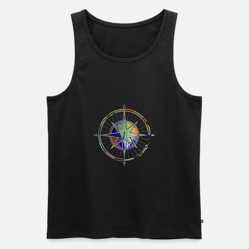 kompass,segeln,bunt,graffiti,malerei - Männer Premium Bio Tank Top - Schwarz