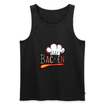 Backen mein Hobby - buntes Bäckermotiv - Männer Premium Bio Tank Top - Schwarz - Vorne - Michal (187cm)