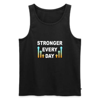 Stronger every day - Men's Premium Organic Tank Top - black - Front - AI Model Male 178 light (178cm)