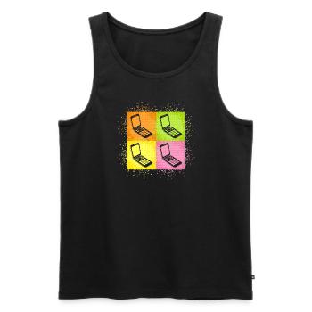 Retro PopArt Ästhetik KlappHandy Vintage Flipphone - Männer Premium Bio Tank Top - Schwarz - Vorne - AI Model Male 178 light (178cm)
