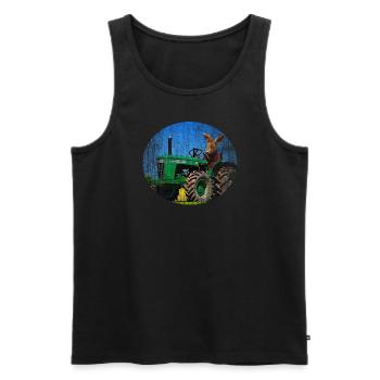 Rabbit on tractor tractor - Men's Premium Organic Tank Top - black - Front - AI Model Male 178 light (178cm)