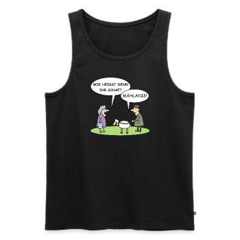 Mählanie | Schaf, Tiere, Tierliebe, lustige Bilder - Männer Premium Bio Tank Top - Schwarz - Vorne - Michal (187cm)