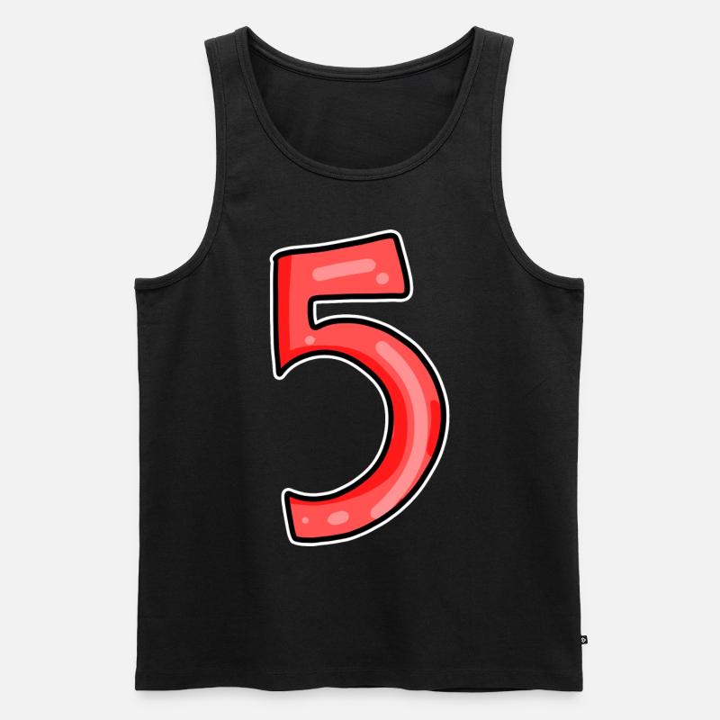 5 rot - Männer Premium Bio Tank Top - Schwarz