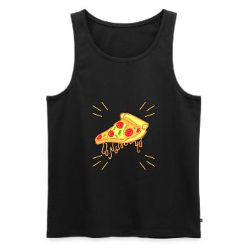 Pizza - Männer Premium Bio Tank Top - Schwarz - Vorne - Michal (187cm)