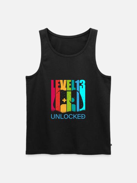 Birthday, Level 13 unlocked Gift - Men's Premium Organic Tank Top - black