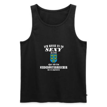 Stolzer Niederösterreicher – Angeboren Sexy - Männer Premium Bio Tank Top - Schwarz - Vorne - Michal (187cm)