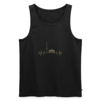 Berlin Heartbeat Design TV Tower and - Men's Premium Organic Tank Top - black - Front - Michal (187cm)