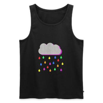Rainbow Colorful rain drops from cloud - Men's Premium Organic Tank Top - black - Front - AI Model Male 178 light (178cm)