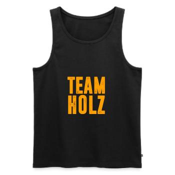 TEAM HOLZ / WALD / KETTENSÄGE / GESCHENK - Männer Premium Bio Tank Top - Schwarz - Vorne - Michal (187cm)