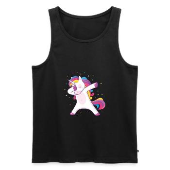 tamponnant licorne - Débardeur bio Premium Homme - noir - Devant - AI Model Male 178 light (178cm)